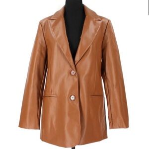 Rebecca Minkoff Women’s Lambskin Blazer - Cognac Brown Large NWT